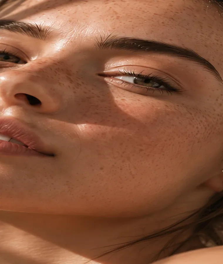 Macro de peau et de taches de rousseur au soleil, illustration d’ambiance Nar’Bella